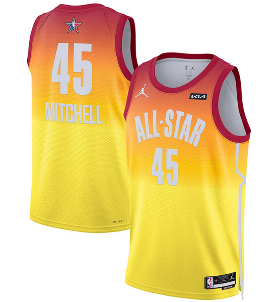 Men's 2023 All-Star #45 Donovan Mitchell Orange Game Swingman Stitched Basketball Jersey